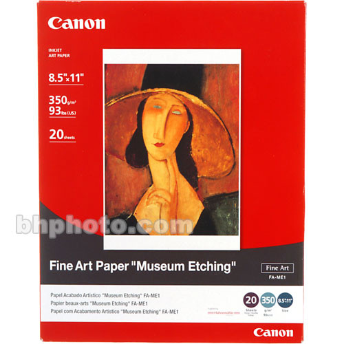 Canon Fine Art Museum Etching Paper (349 gsm, 8.5 x 11", Letter, 20 Sheets)