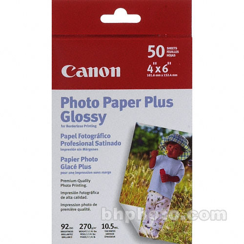 Canon Photo Paper Plus (Gloss) - 4x6" Borderless - 50 Sheets