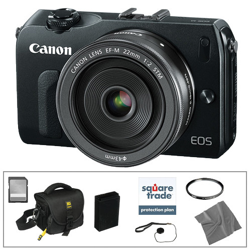 Canon EOS-M Mirrorless Digital Camera with EF-M 22mm f/2 STM Lens Deluxe Accessory Kit (Black)