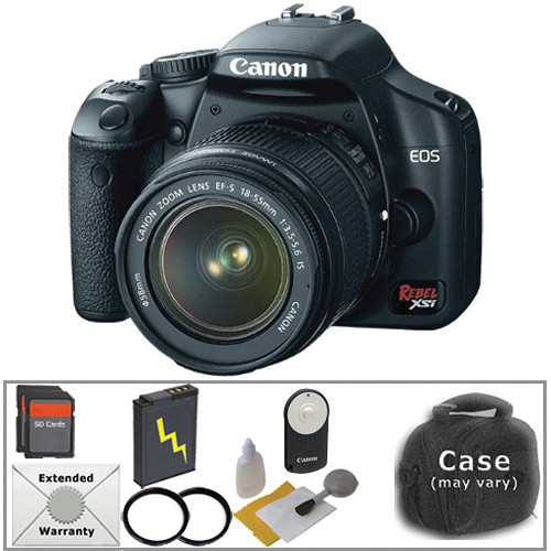 Canon EOS Rebel XSi (a.k.a. 450D) SLR Digital Camera (Black) with 18-55mm IS Lens & Deluxe Accessory Kit