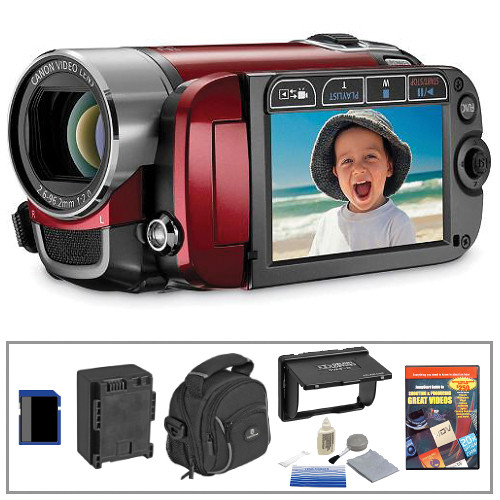 Canon FS200 Flash Memory Camcorder Basic Kit (Sunrise Red)