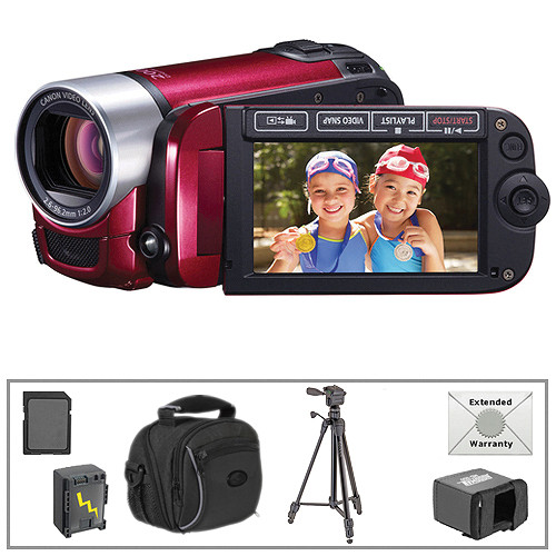 Canon FS400 Flash Memory Camcorder with Advanced Accessory Kit (Red)