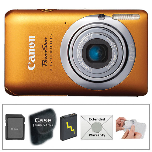 Canon PowerShot 100 HS Digital ELPH Camera with Deluxe Accessory Kit (Orange)