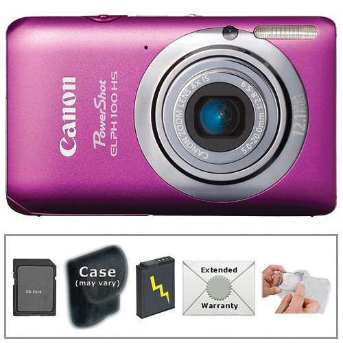 Canon PowerShot 100 HS Digital ELPH Camera with Deluxe Accessory Kit (Pink)