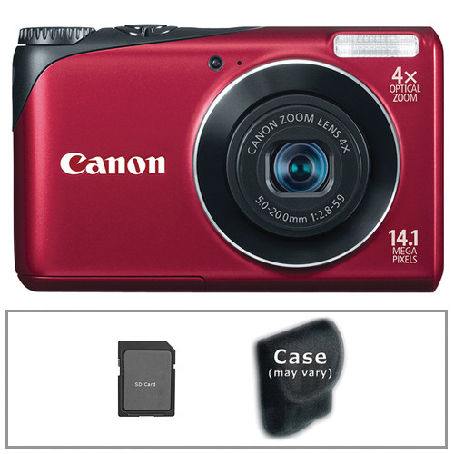 Canon PowerShot A2200 Digital Camera with Basic Accessory Kit (Red)