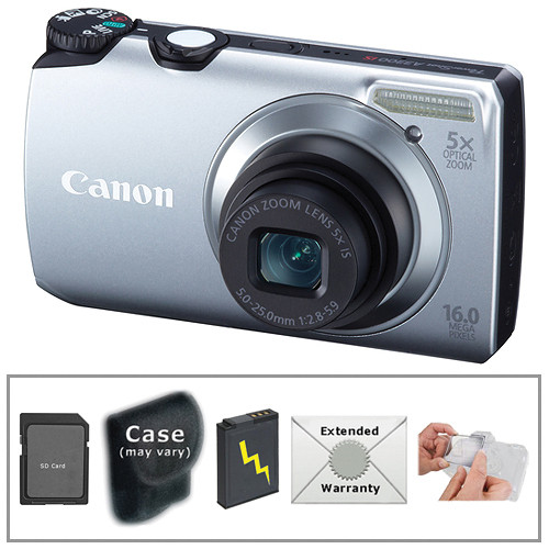 Canon PowerShot A3300 IS Digital Camera with Deluxe Accessory Kit (Silver)