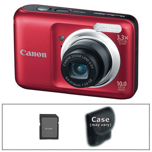 Canon PowerShot A800 Digital Camera with Basic Accessory Kit (Red)