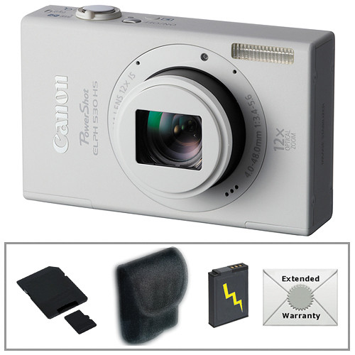 Canon PowerShot ELPH 530 HS Digital Camera (White) with Deluxe Accessory Kit