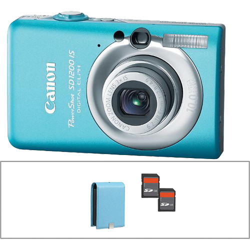 Canon PowerShot SD1200 IS Digital Camera with Basic Accessory Kit  (Blue)