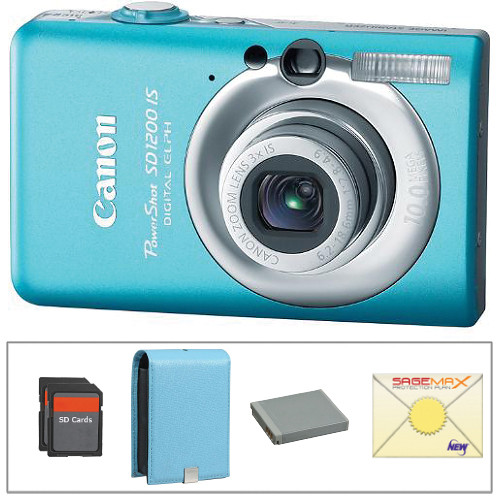 Canon PowerShot SD1200 IS Digital Camera with Deluxe Accessory Kit  (Blue)