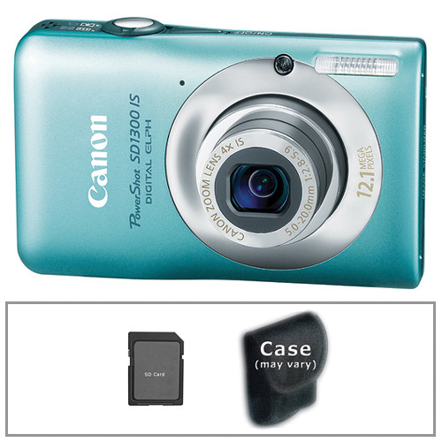 Canon PowerShot SD1300 IS Digital ELPH Camera with Basic Accessory Kit (Green)