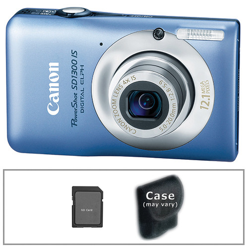 Canon PowerShot SD1300 IS Digital ELPH Camera with Basic Accessory Kit (Blue)
