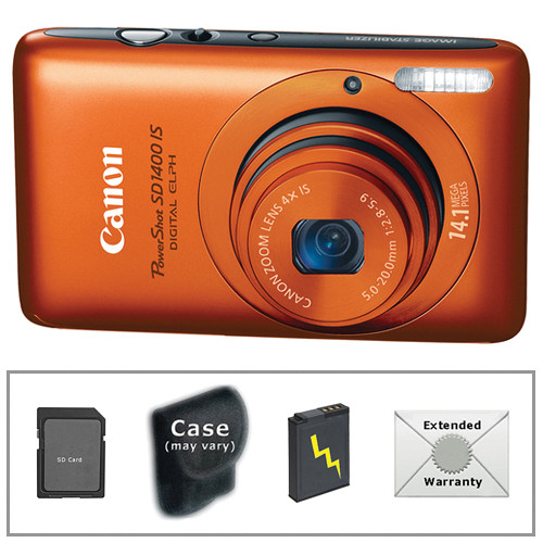 Canon PowerShot SD1400 IS Digital ELPH with Deluxe Accessory Kit (Orange)