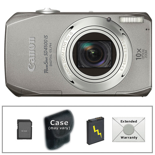 Canon PowerShot SD4500 IS Digital ELPH Camera with Deluxe Accessory Kit (Silver)