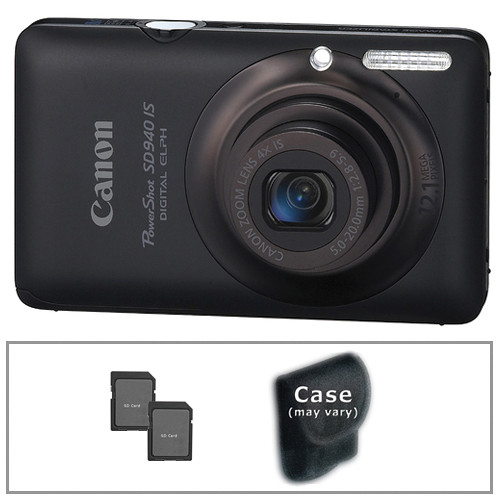 Canon PowerShot SD940 IS Digital Camera (Black) and Basic Accessory Kit