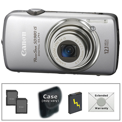 Canon PowerShot SD980 IS Digital Point & Shoot Camera (Silver) With Deluxe Accessory Kit