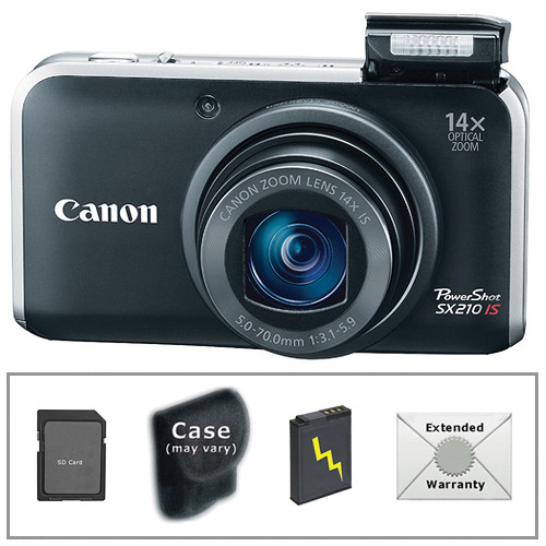 Canon PowerShot SX210 IS Digital Camera with Deluxe Accessory Kit (Black)