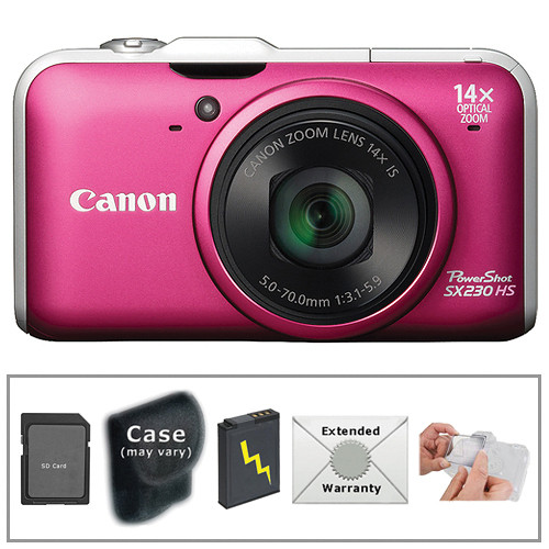 Canon PowerShot SX230 HS Digital Camera with Deluxe Accessory Kit (Red)