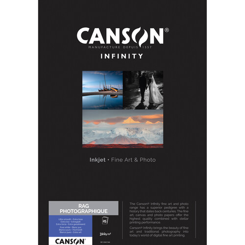 Canson Infinity Rag Photographique Paper (310 gsm, 11 x 17", 25 Sheets)
