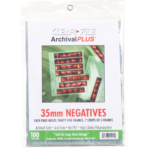 ClearFile Archival Plus Negative Page, 35mm, 7-Strips of 5-Frames - 100 Pack