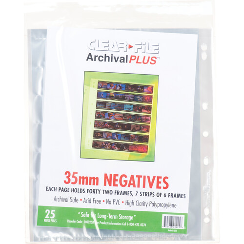 ClearFile Archival Plus Negative Page, 35mm, 7-Strips of 6-Frames - 25 Pack