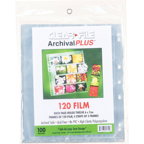 ClearFile Archival-Plus Storage Page for Negatives, 6x7cm, 4-Strips/3-Frames - 100