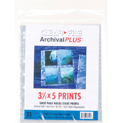 ClearFile Archival-Plus Print Page, Holds Eight 3.5 x 5" Prints - 25 Pack