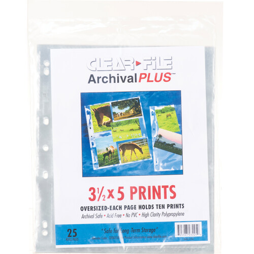 ClearFile Archival-Plus Print Page, Holds Ten 3.5 x 5" Prints - 25 Pack