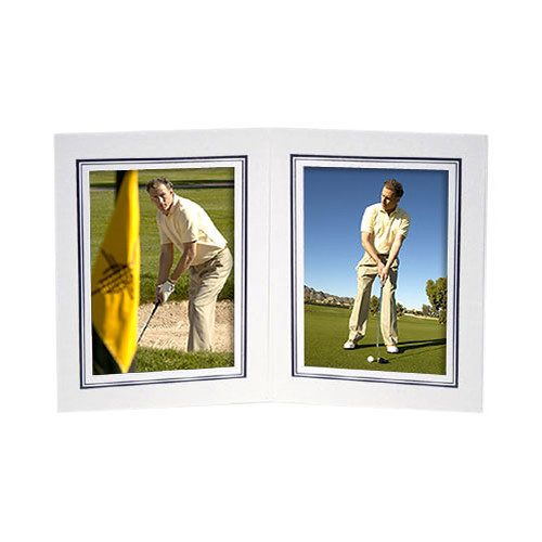 Collector's Gallery White Double View Portrait Folder with Black Foil Border  for 4 x 6" Print, Model PF5212-46  (Portrait Format)