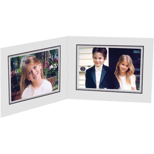 Collector's Gallery White Double View Portrait Folder with Black Foil Border for 5 x 7" Print, Model PF5212-75 (Landscape Format)