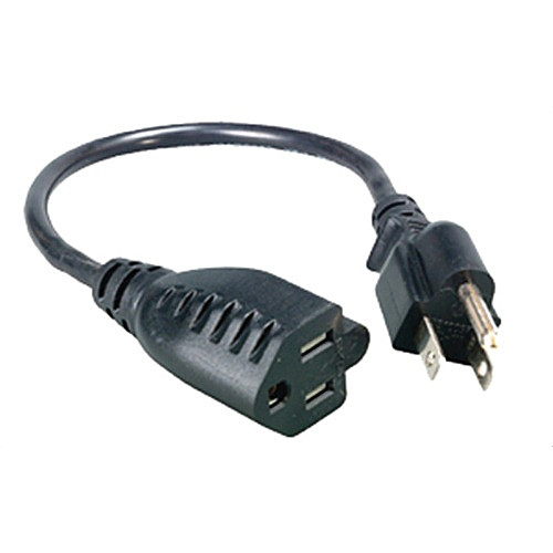 Comprehensive Universal AC Power Extension Cord (18 AWG, Black, 1')