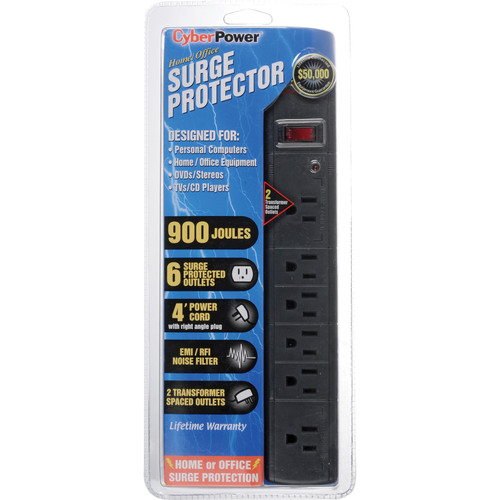CyberPowerPC Home/Office Surge Protector (6-Outlet, 4' Cord, 900 Joules)