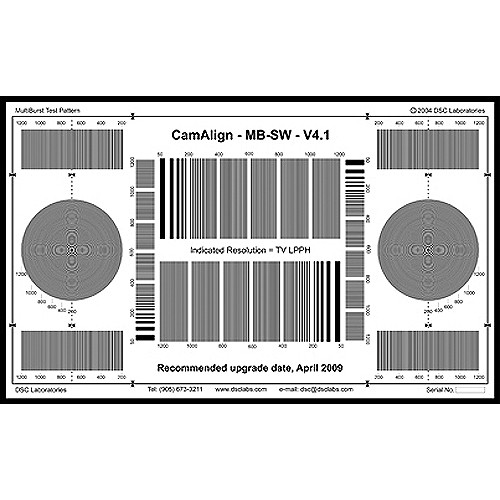 DSC Labs DX-1 MultiBurst Squarewave Test Chart (Black On White)