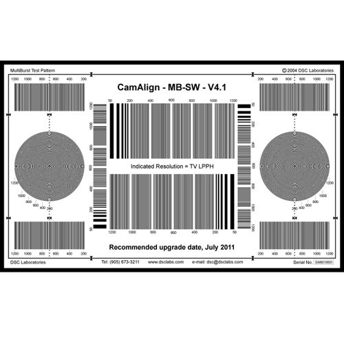 DSC Labs MultiBurst Standard Focus Pattern Chart with Resolution