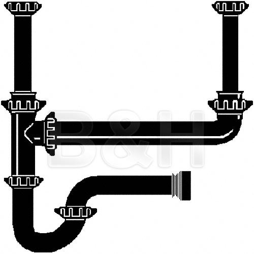 Delta 1 ABS Dual Drain Waste Set (Black) Two Tail Pieces, Dual Waste Outlet