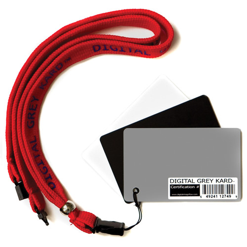 DGK Color Tools Digital Gray Kard Premium White Balance Card Set with Premium Lanyard (Set of Three Cards)