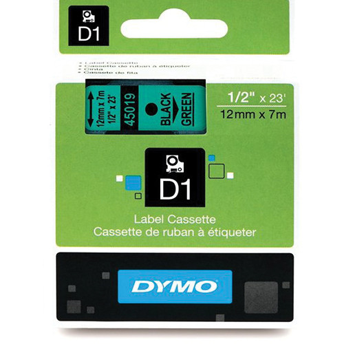 Dymo Standard D1 Labels (Black Print, Green Tape - 1/2" x 23')