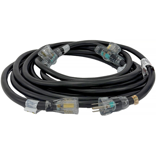 E-String Six Outlet AC Extension Cord, Black - 50'
