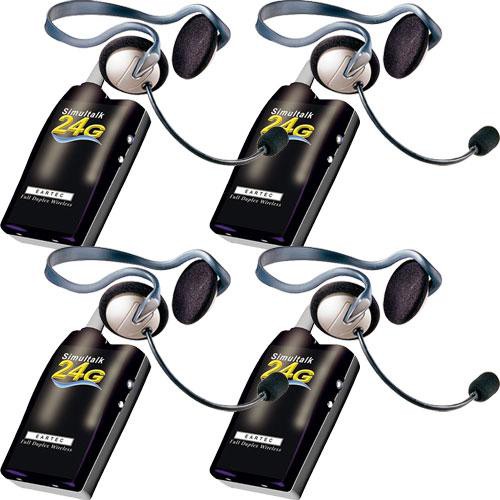 Eartec 4 Simultalk 24G Beltpacks with Monarch Headsets