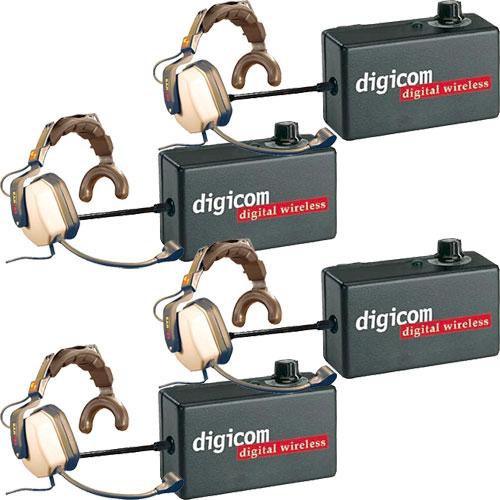 Eartec 4 Digicom Communication Radios w/ Max Single Headsets
