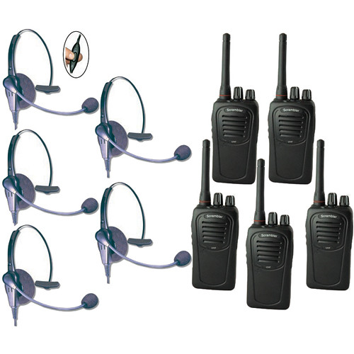 Eartec SC-1000 5-User Two-Way Radio System with Eclipse Inline PTT Headsets