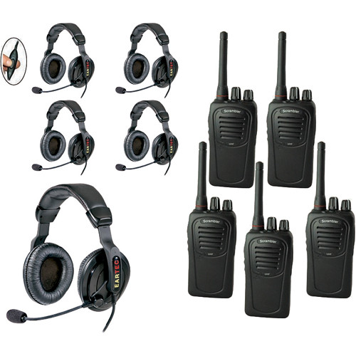 Eartec 5-User SC-1000 Two-Way Radio with Proline Double Inline PTT Headsets