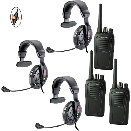 Eartec 3-User SC-1000 Two-Way Radio with Proline Single Inline PTT Headsets