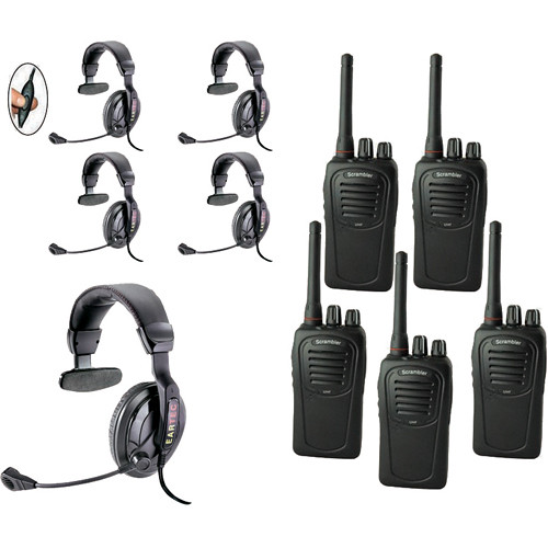 Eartec 5-User SC-1000 Two-Way Radio with Proline Single Inline PTT Headsets