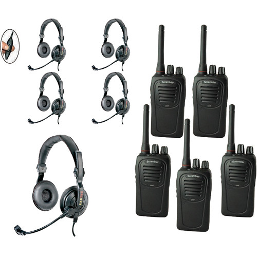 Eartec 5-User SC-1000 Two-Way Radio with Slimline Double Inline PTT Headsets