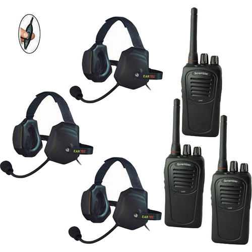 Eartec 3-User SC-1000 Two-Way Radio with XTreme Inline PTT Headsets
