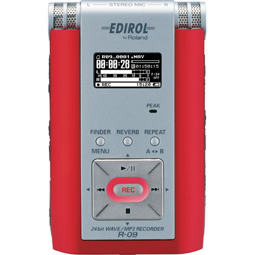 Edirol / Roland R-09 - Portable 24-Bit WAV/MP3 Audio Recorder (Red)