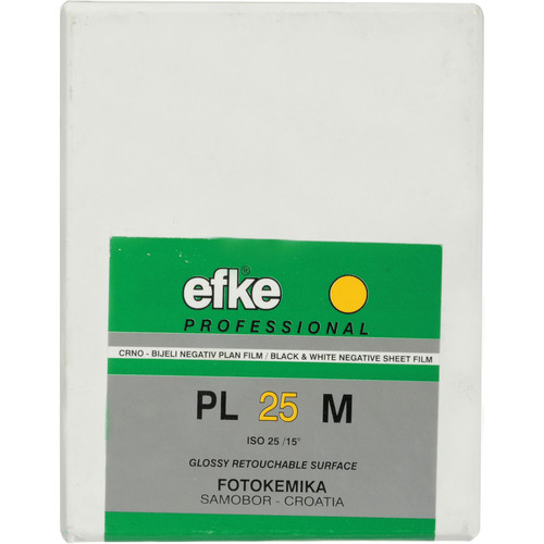 Efke 2.25 x 3.25" PL 25M Black and White ISO 25 Negative Film (25 Sheets)