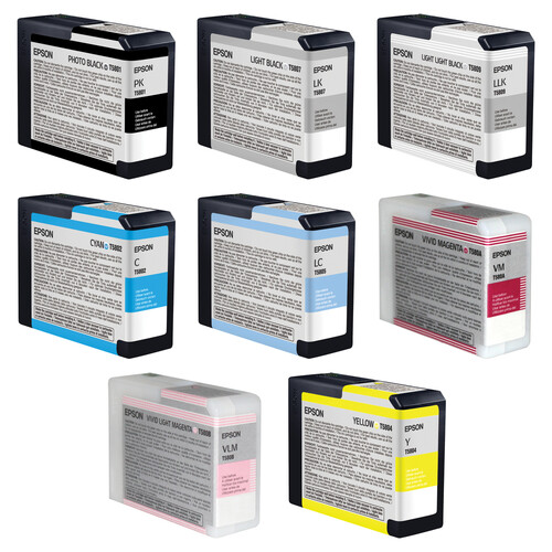Epson UltraChrome K3 Photo Black 8-Cartridge Ink Set for Stylus Pro 3880 Printer (80 ml)