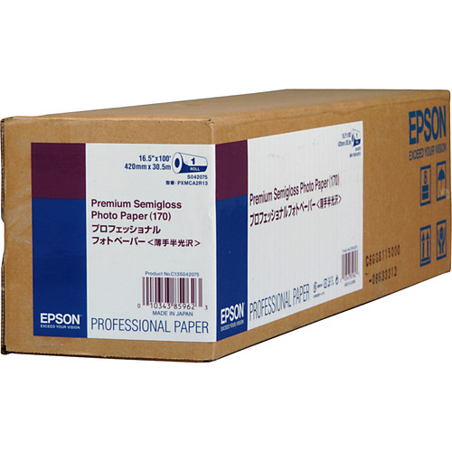 Epson Premium Semigloss Photo Inkjet Paper (16.5" x 100' Roll)